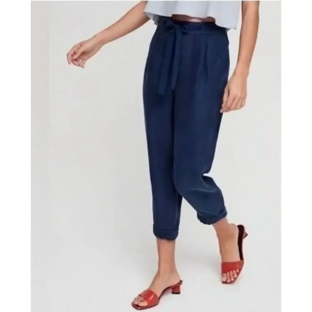 Wilfred Allant Linen Cropped Navy Pants US Women's 00